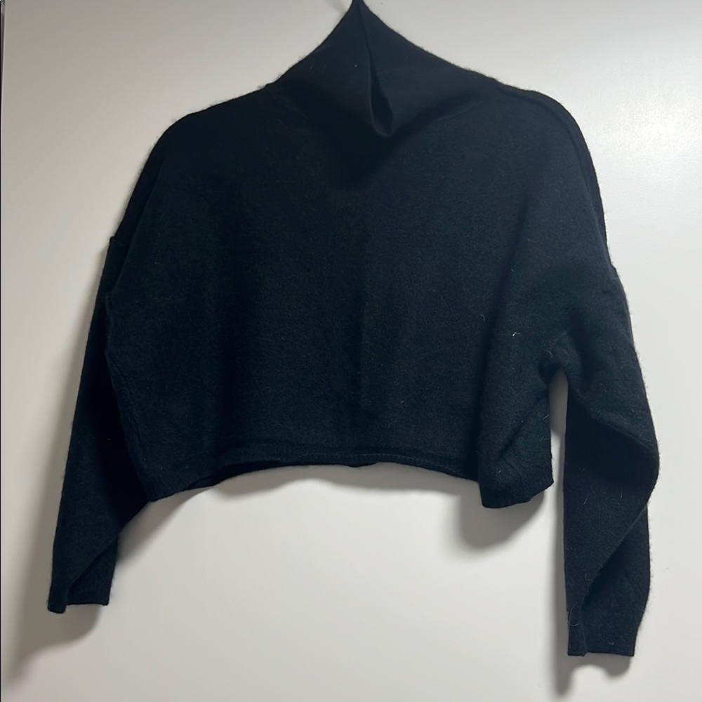 Free People 100% Cashmere Cropped Turtleneck Sweater